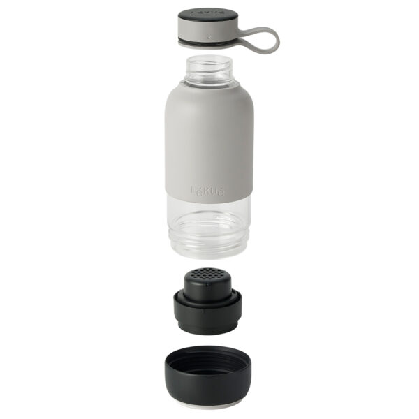 Butelka szklana na wodę z filtrem TO GO szara / Lekue