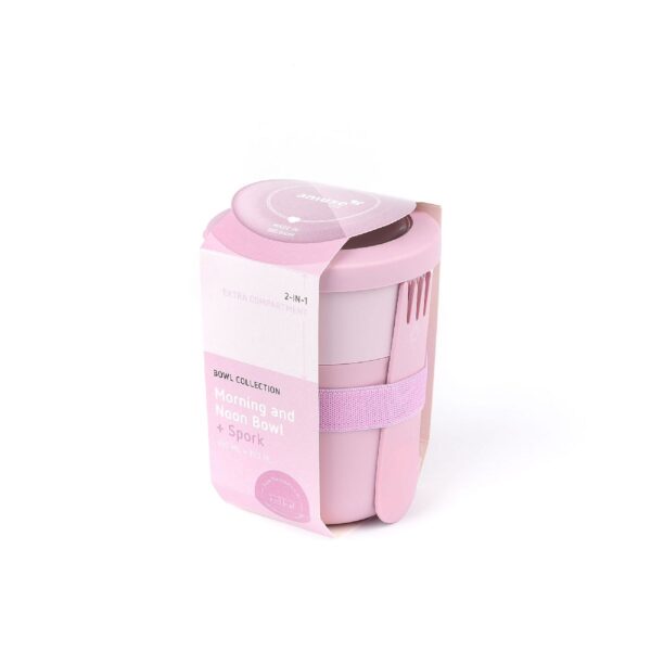 pojemniczek na jogurt, muesli, zupę ze sztućcem różowy Amuse A-000327, ean 5410801327001