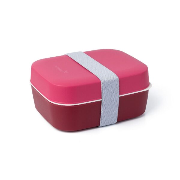 Dwupoziomowy lunchbox z gumką Amuse rubinowy A-000394, ean 5410801394003