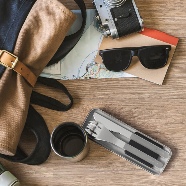 Monbento Slim Box sztućce na wynos w etui Black - obrazek 7