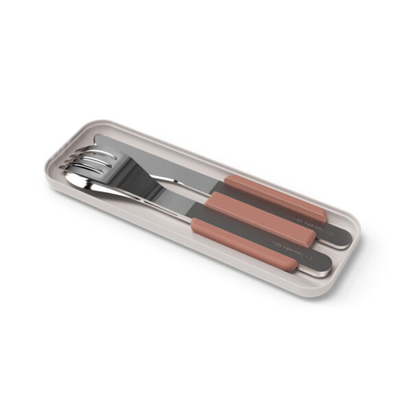 Monbento Slim Box sztućce na wynos w etui Pink Moka