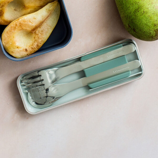 Monbento Slim Box sztućce na wynos w etui Green Natural - obrazek 3