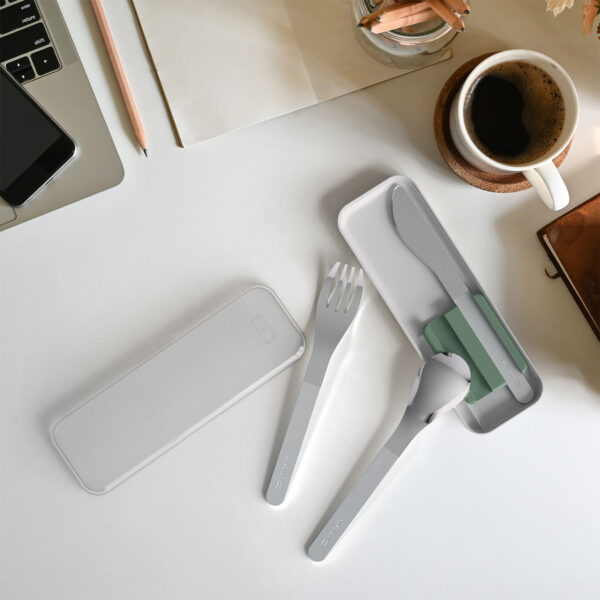 Monbento Slim Box sztućce na wynos w etui Green Natural - obrazek 4