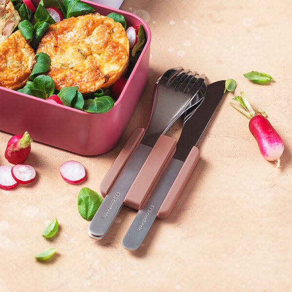 Monbento Slim Box sztućce na wynos w etui Pink Moka - obrazek 4