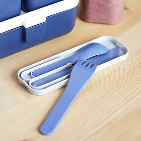 Monbento Pocket Color sztućce na wynos w etui Blue Infinity