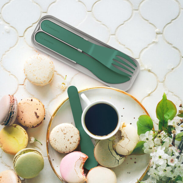 Monbento Pocket Color sztućce na wynos w etui Green Forest